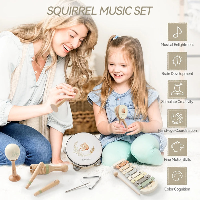 Instrumentos Musicales Montessori de Madera para Bebés