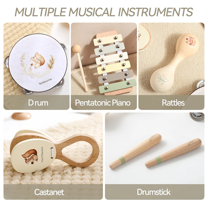 Instrumentos Musicales Montessori de Madera para Bebés
