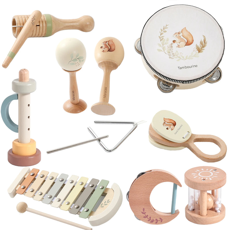 Instrumentos Musicales Montessori de Madera para Bebés